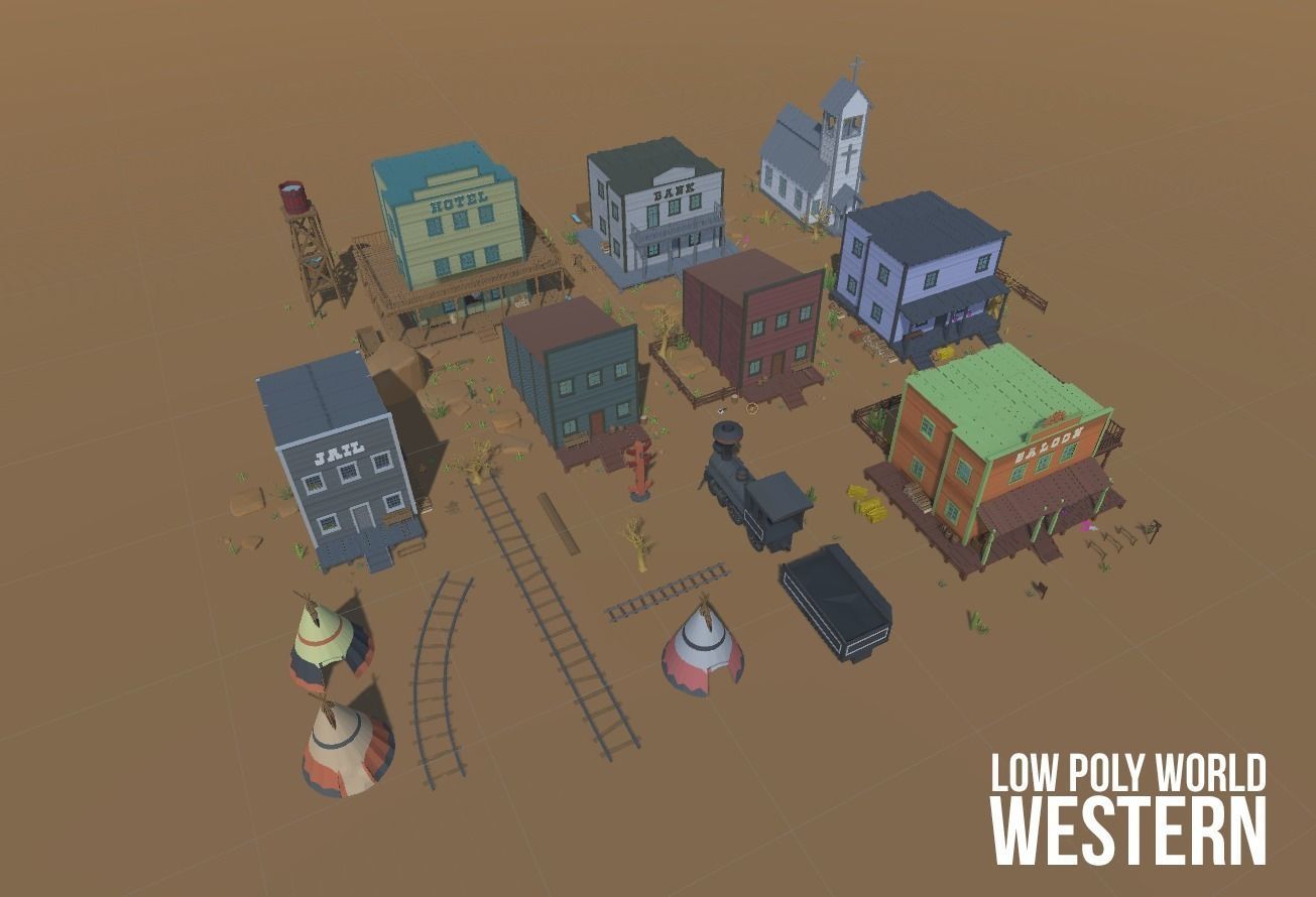 LOW POLY WORLD - WESTERN Low-poly 3D model_21