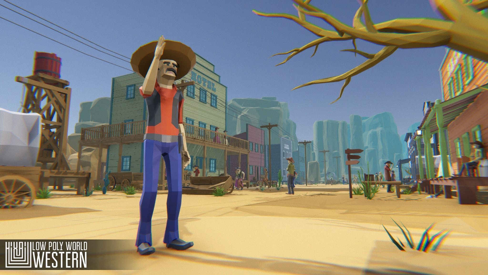 LOW POLY WORLD - WESTERN Low-poly 3D model_4
