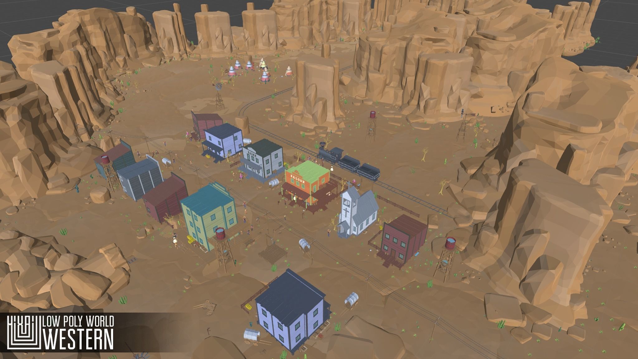 LOW POLY WORLD - WESTERN Low-poly 3D model_12