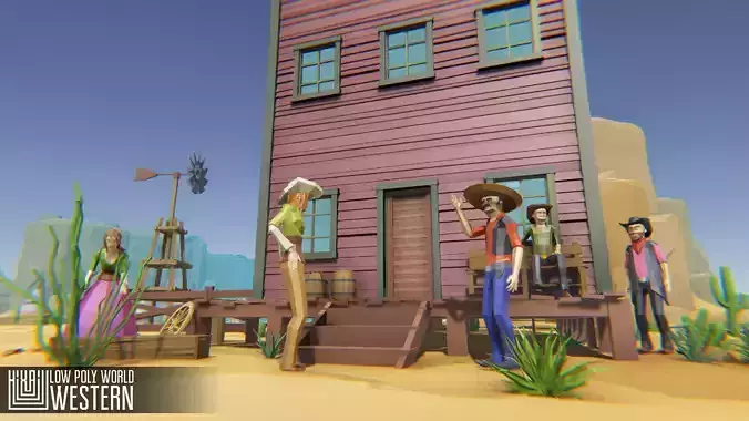LOW POLY WORLD - WESTERN Low-poly 3D model