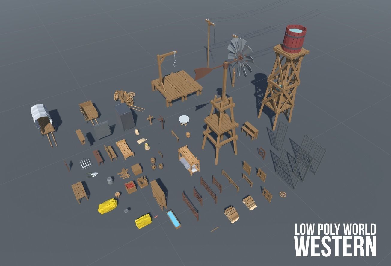 LOW POLY WORLD - WESTERN Low-poly 3D model_19