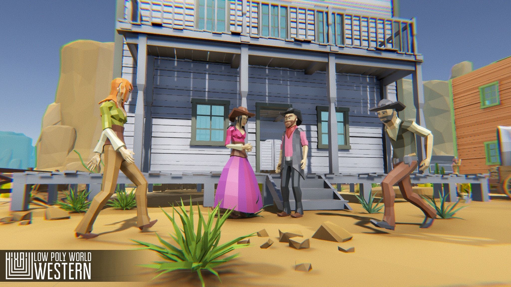 LOW POLY WORLD - WESTERN Low-poly 3D model_10