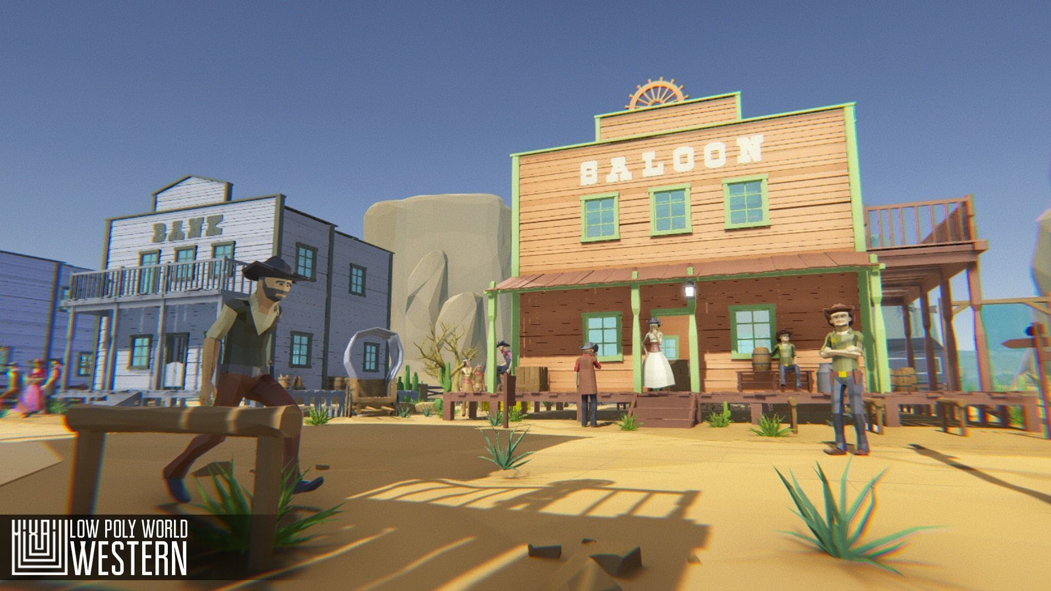 LOW POLY WORLD - WESTERN Low-poly 3D model_9