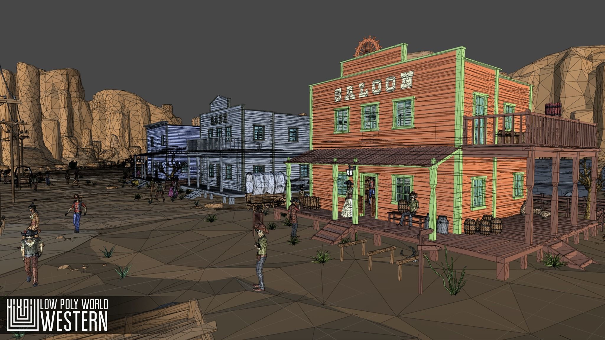 LOW POLY WORLD - WESTERN Low-poly 3D model_11