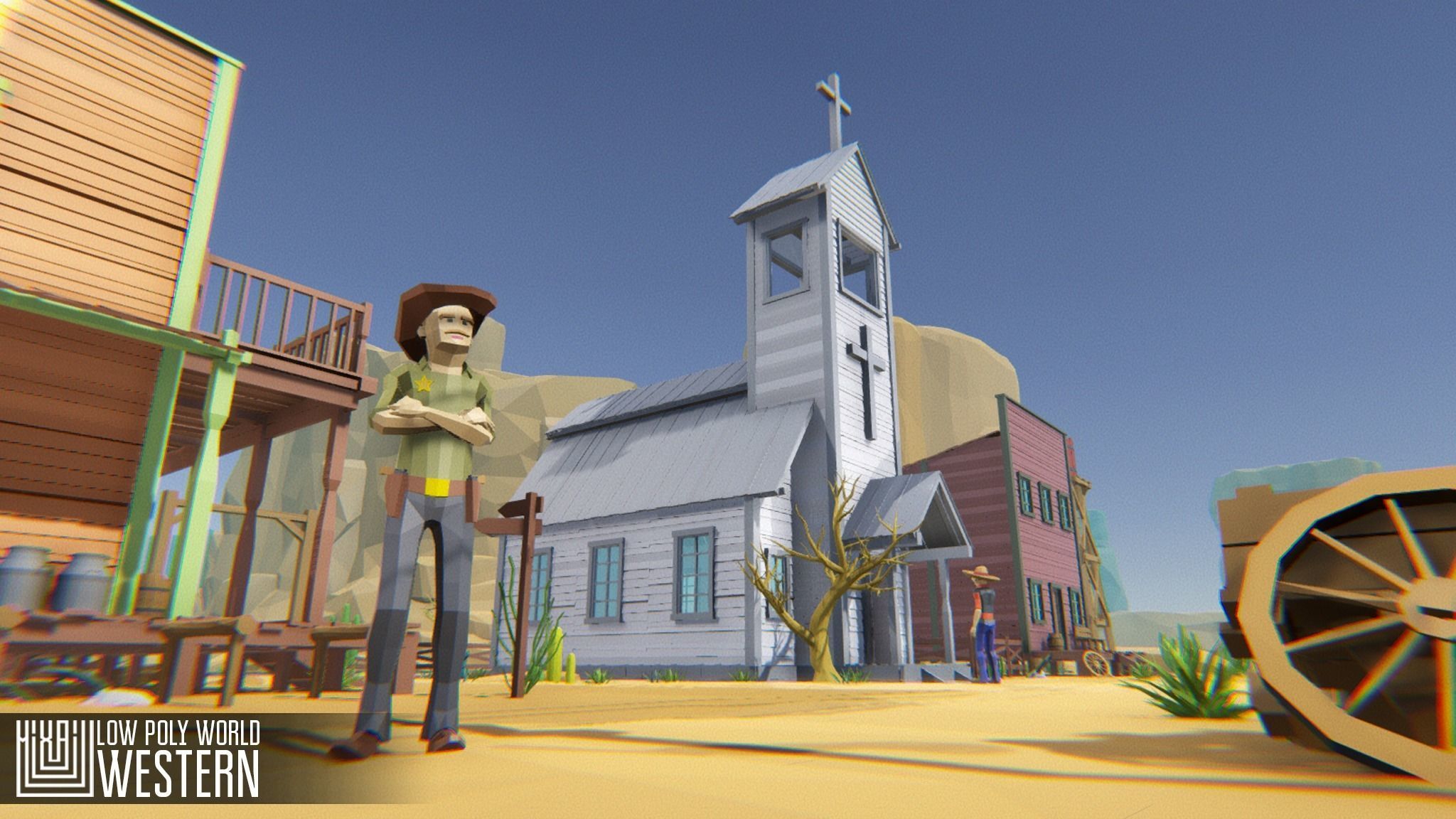 LOW POLY WORLD - WESTERN Low-poly 3D model_5