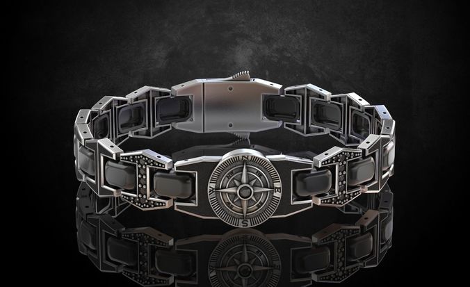Bracelet compass any length stylish mens 211 3D print model