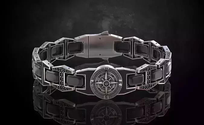 Bracelet compass any length stylish mens 211 3D print model