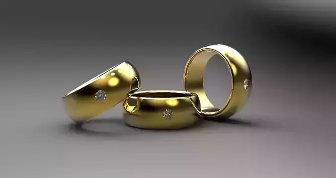 Ring three gold wedding rings Free 3D print model