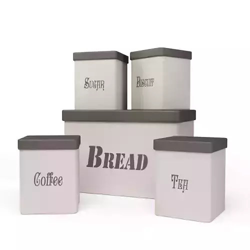 Kitchen Container Set- Bread Bin- Tea- Coffee- Sugar- Biscuit  3D model