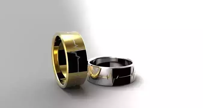 Ring heartbeat wedding Free 3D print model