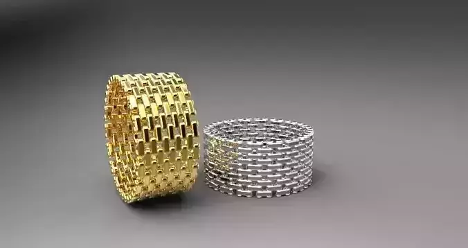 Ring two gold and silver rings Free 3D print model