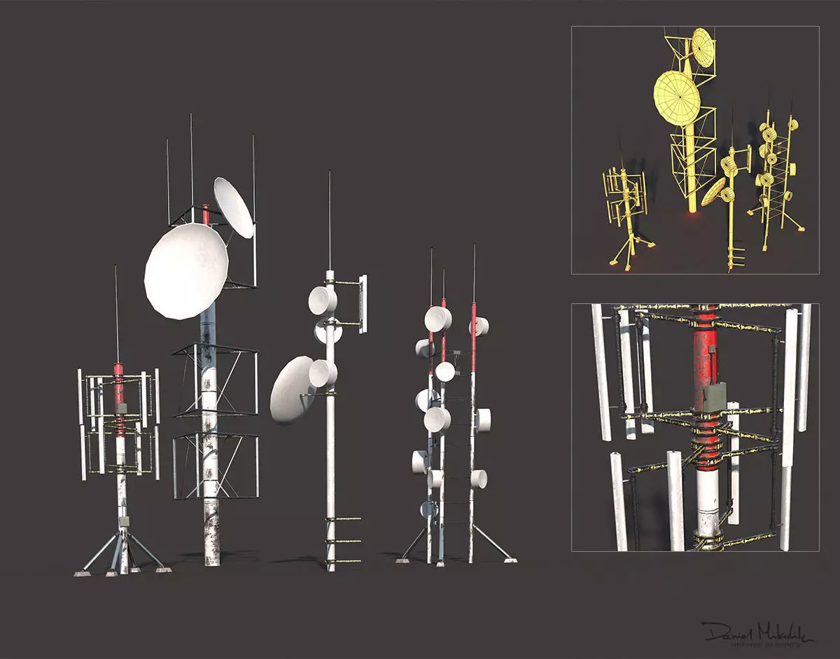 Roof Antena Low Poly PBR Low-poly 3D model_0