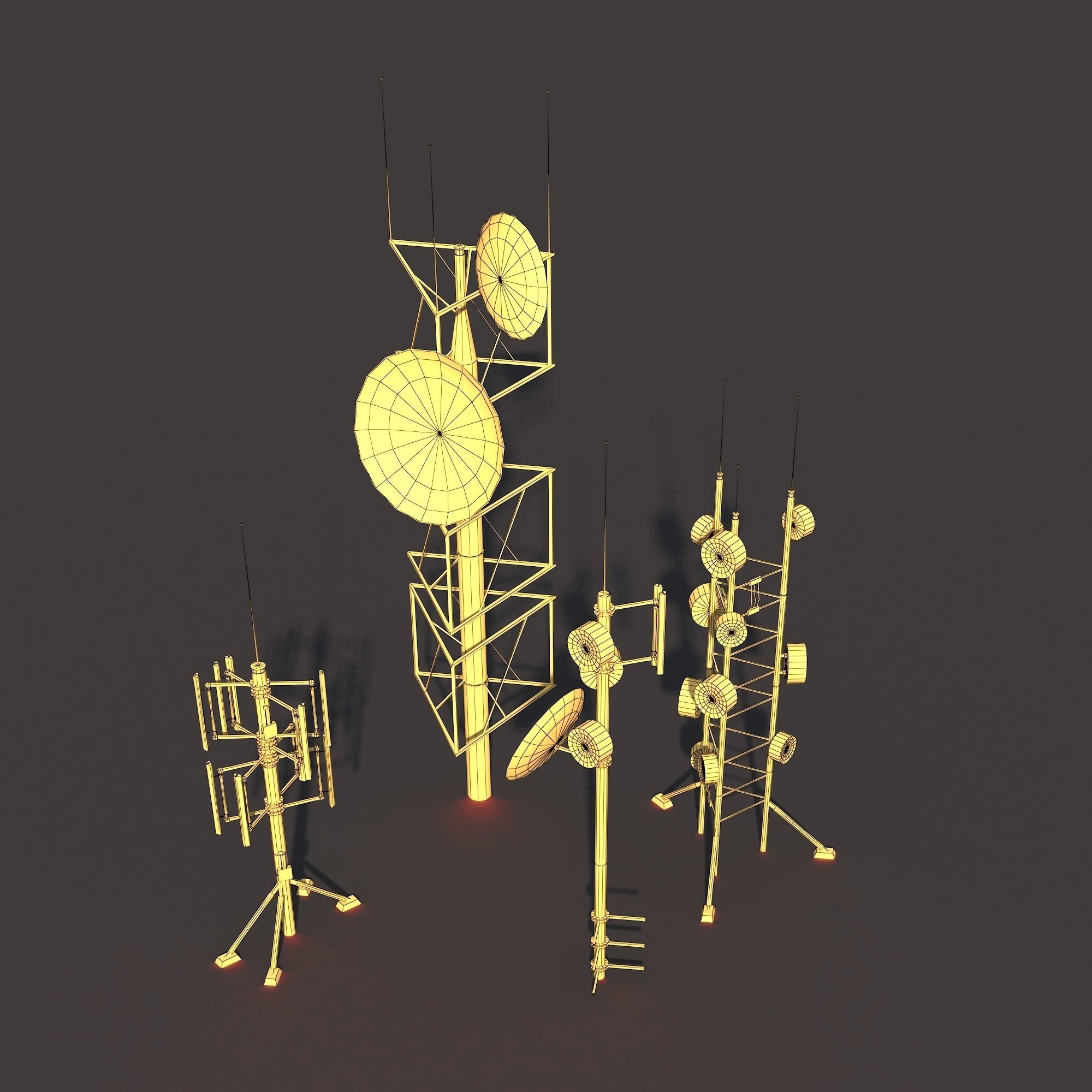 Roof Antena Low Poly PBR Low-poly 3D model_1