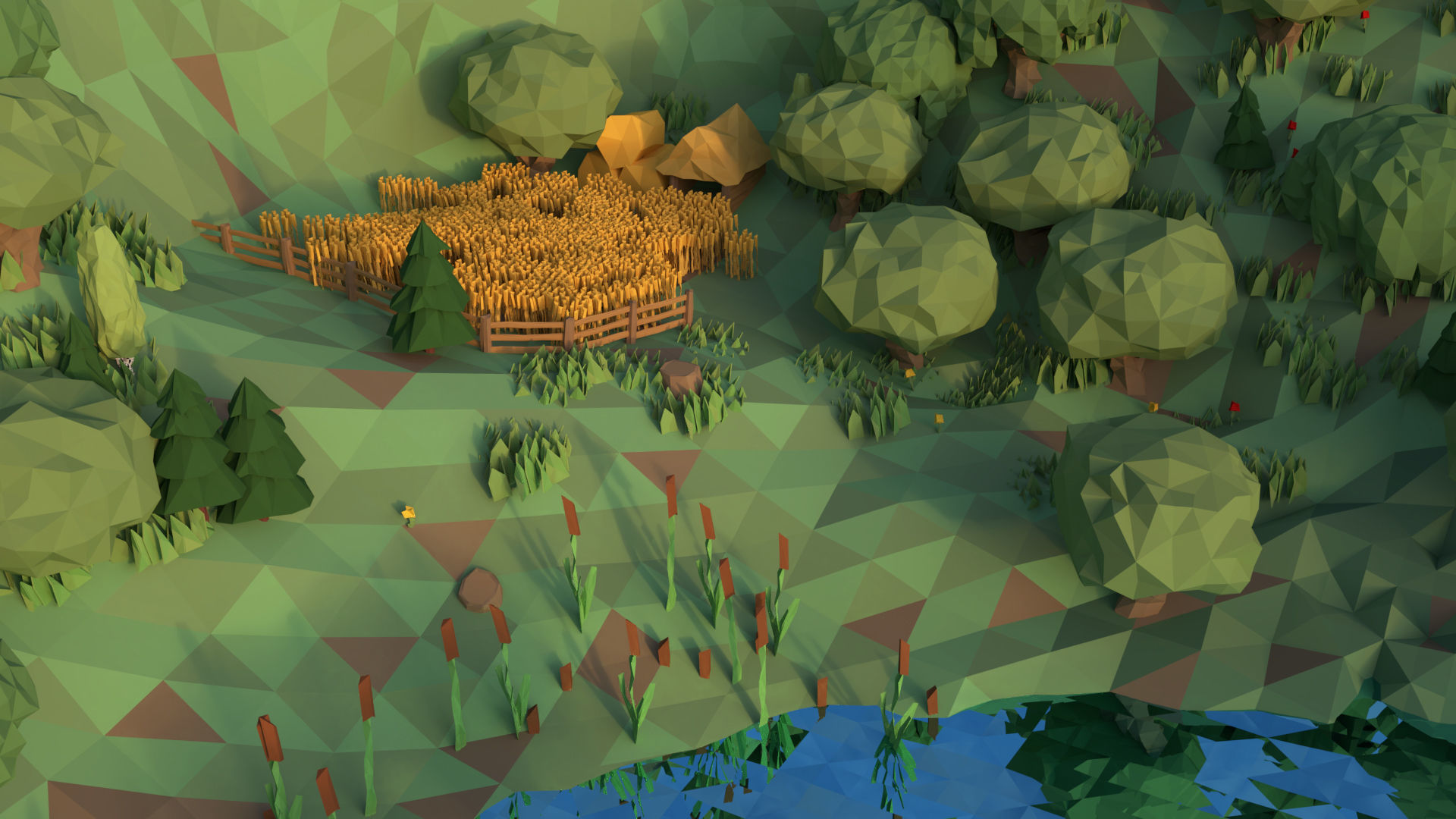 Stylised Low Poly Forest Low-poly 3D model_2