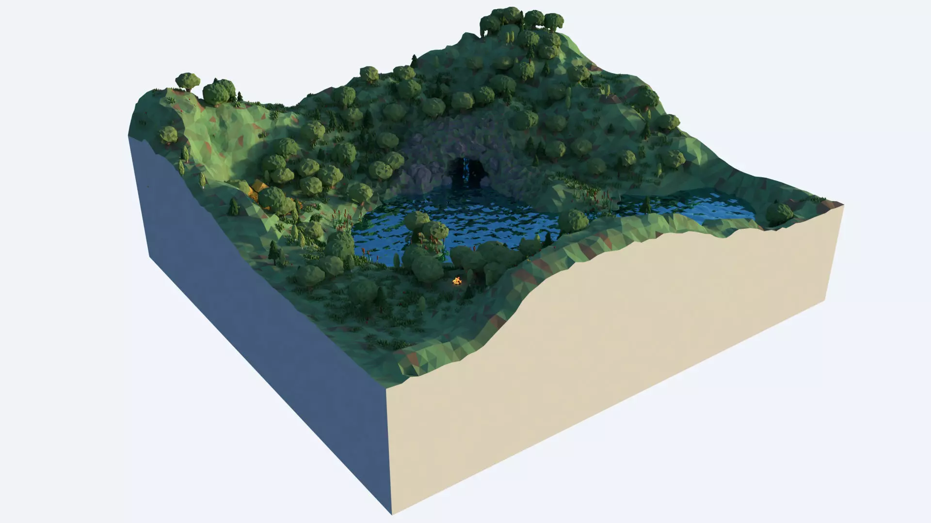 Stylised Low Poly Forest Low-poly 3D model_0