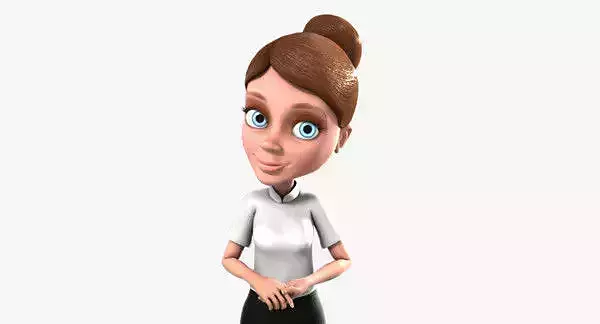 Cartoon Office Girl 3D model
