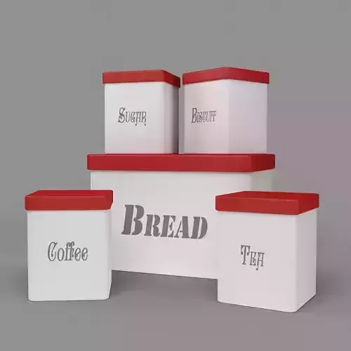 Kitchen Container Set - Bread Bin- Tea- Coffee- Sugar- Biscuit 