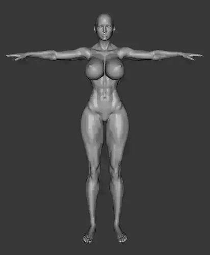 Female Template Busty Muscle Ripped Body 3d Model