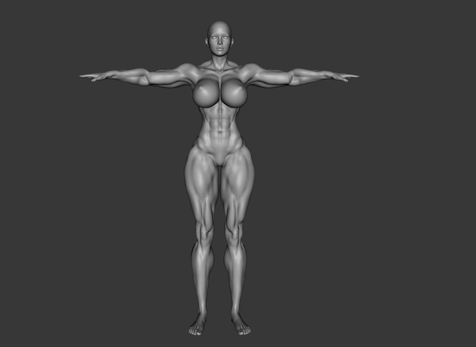 Female Template Body Builder Muscle Ripped 3D model_2