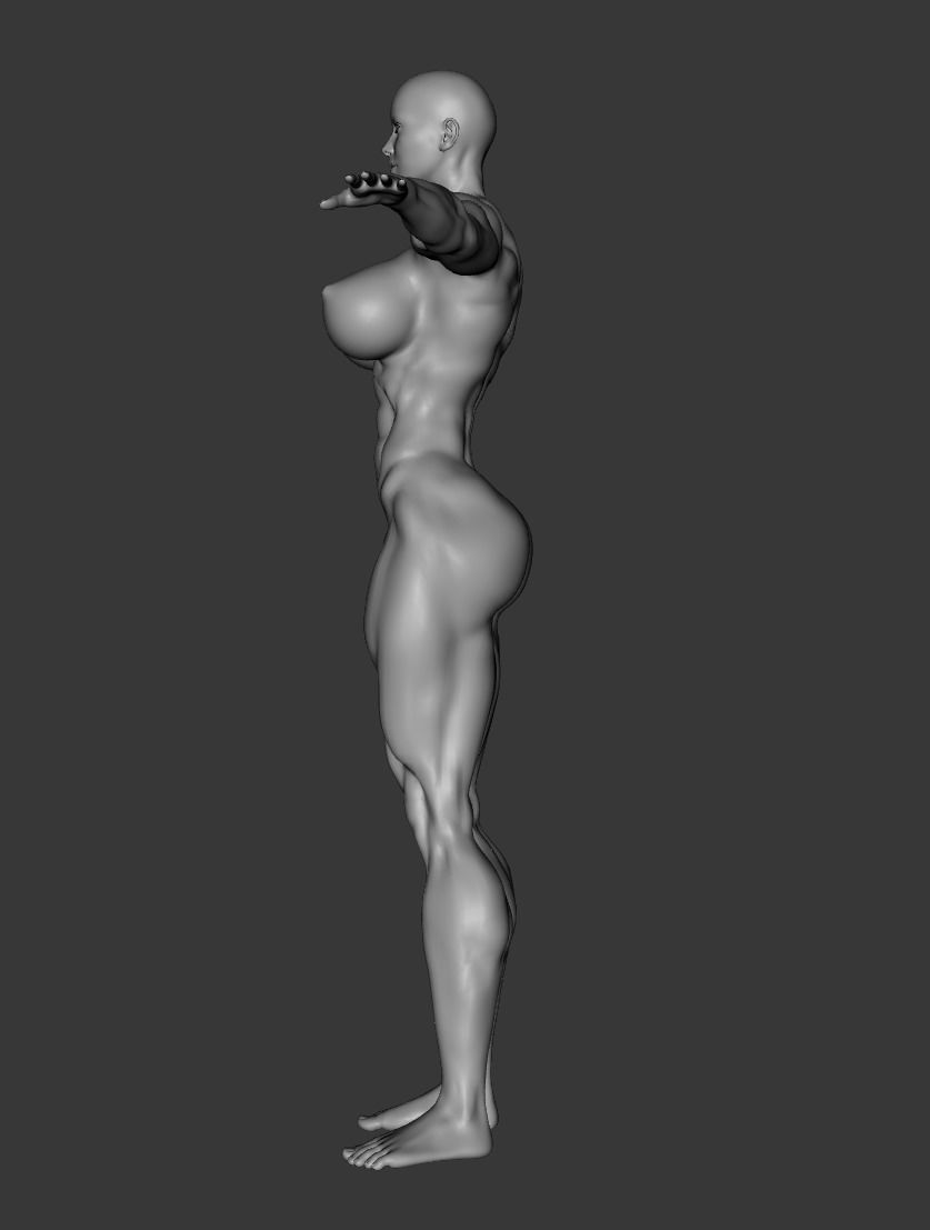 Female Template Body Builder Muscle Ripped 3D model_3