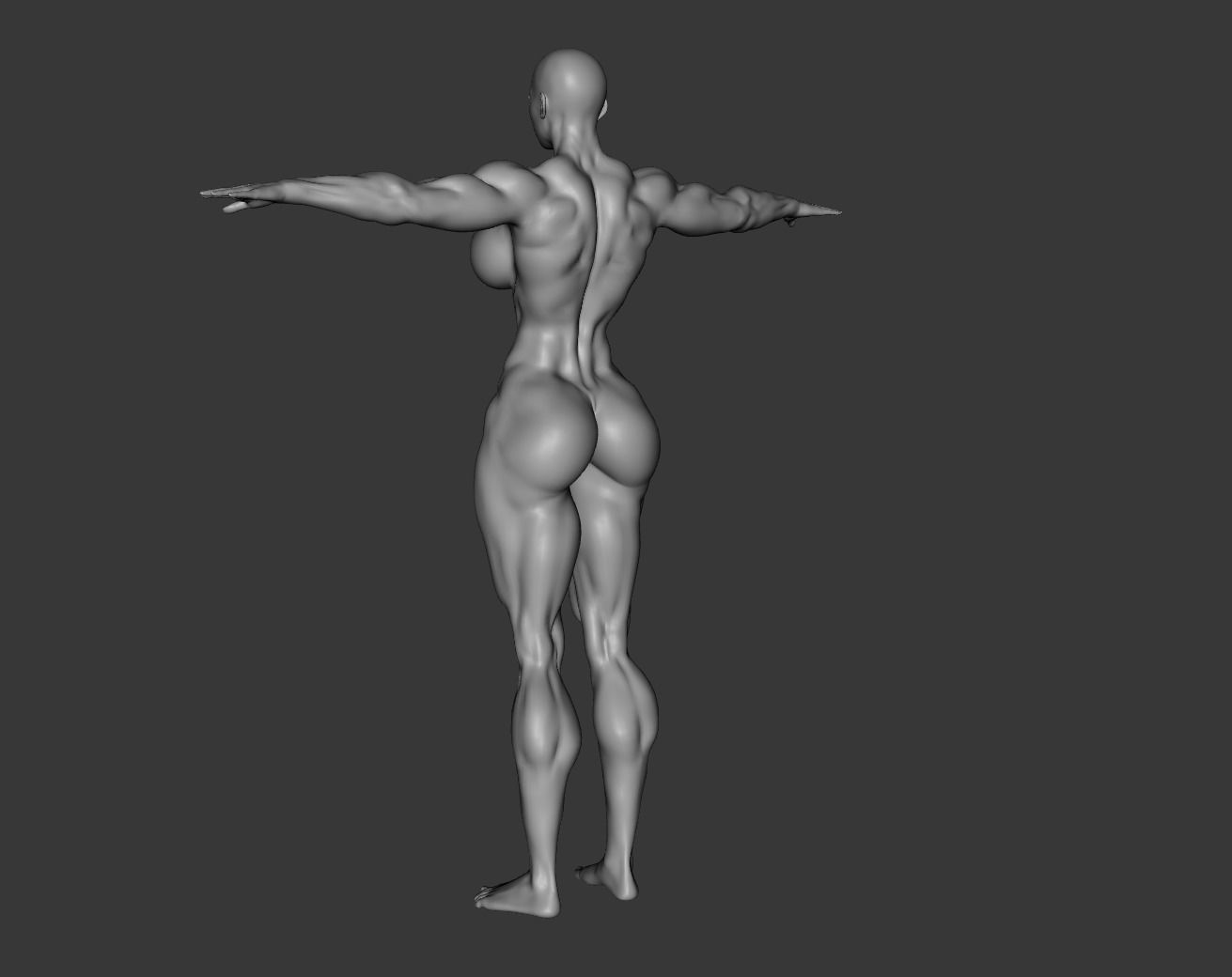 Female Template Body Builder Muscle Ripped 3D model_1