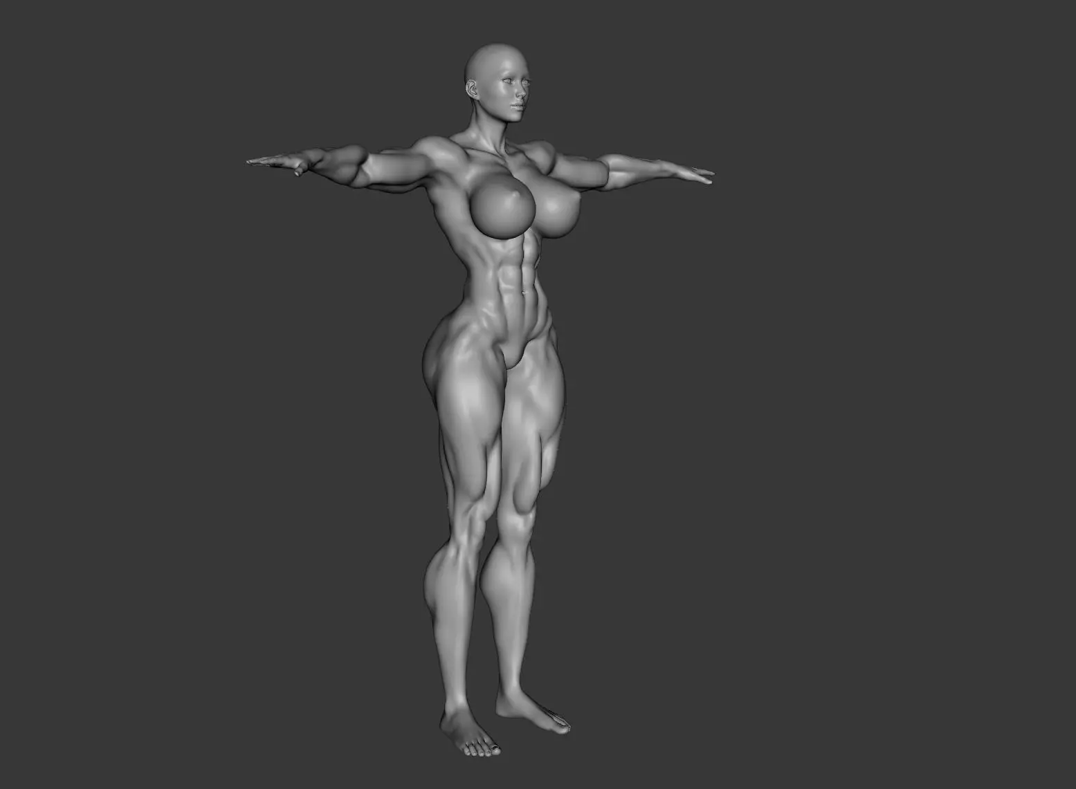 Female Template Body Builder Muscle Ripped 3D model_0