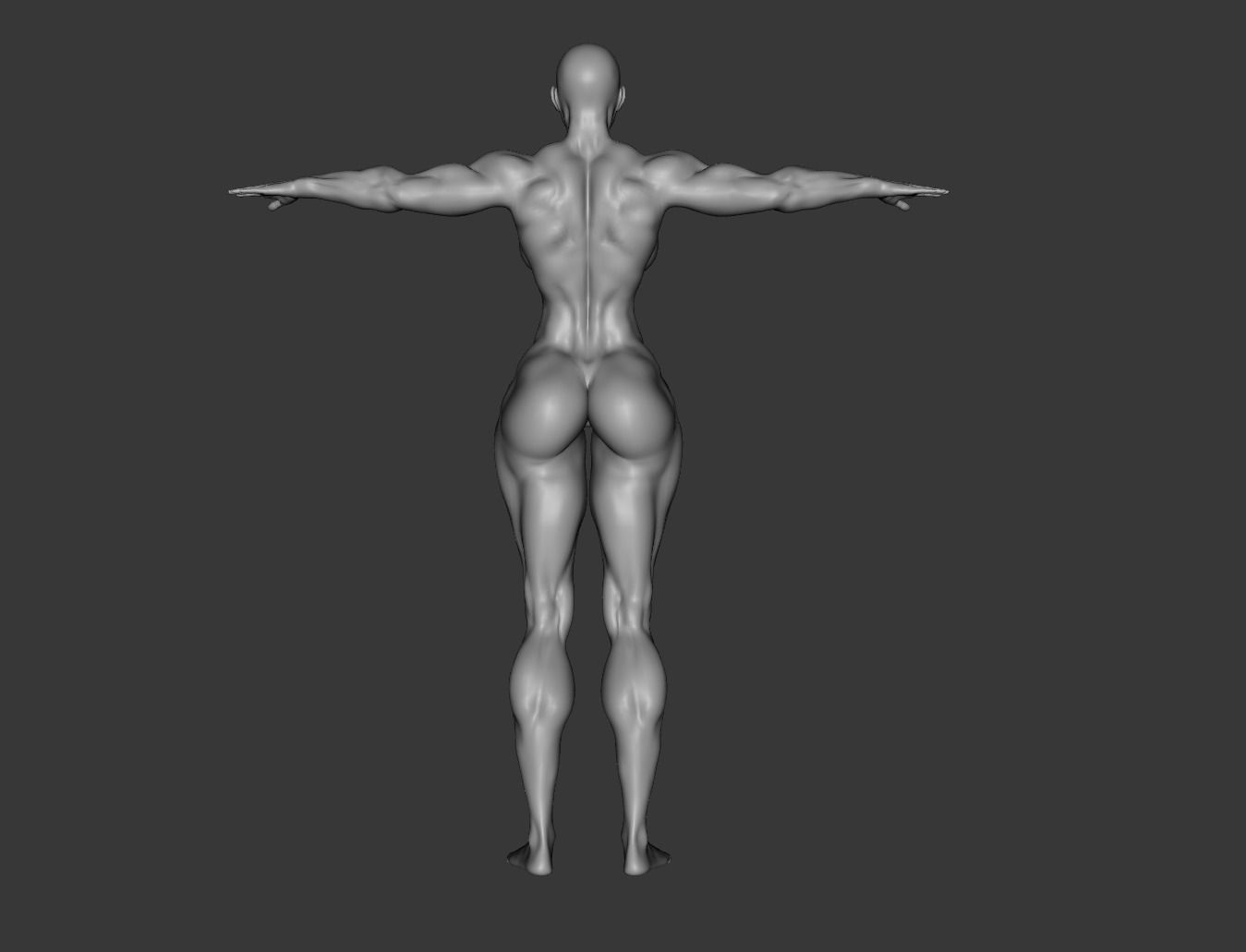 Female Template Body Builder Muscle Ripped 3D model_4