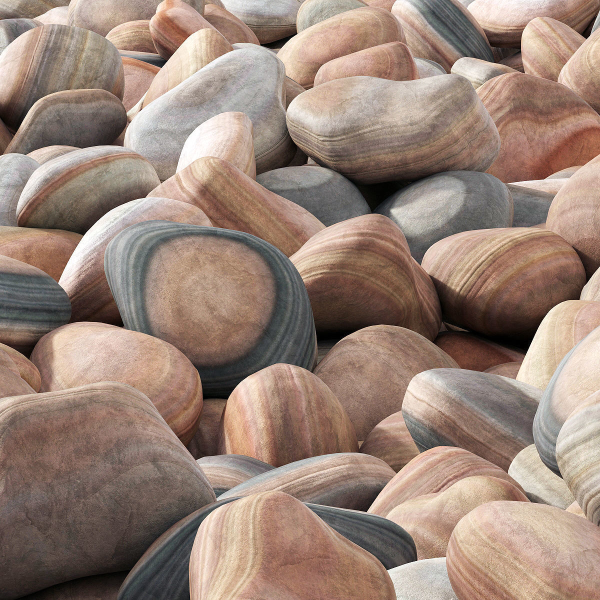 Pebble color canyon river 3D model_2