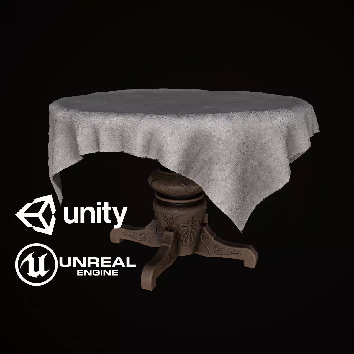 Cloth Covered Table - PBR Game Ready Low-poly 3D model_0