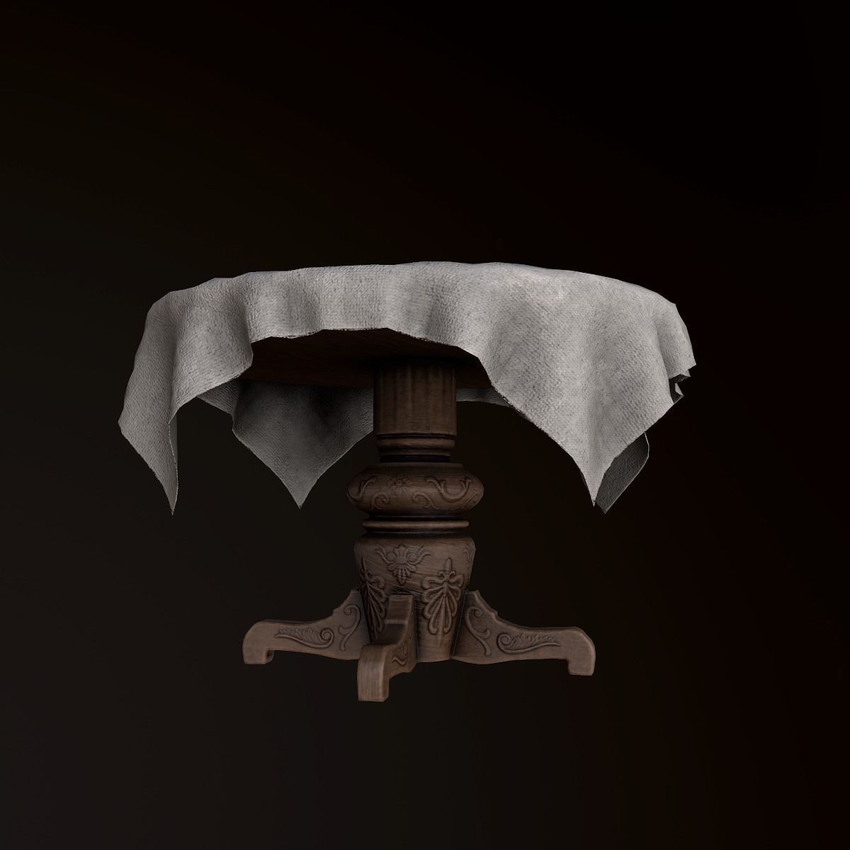 Cloth Covered Table - PBR Game Ready Low-poly 3D model_4