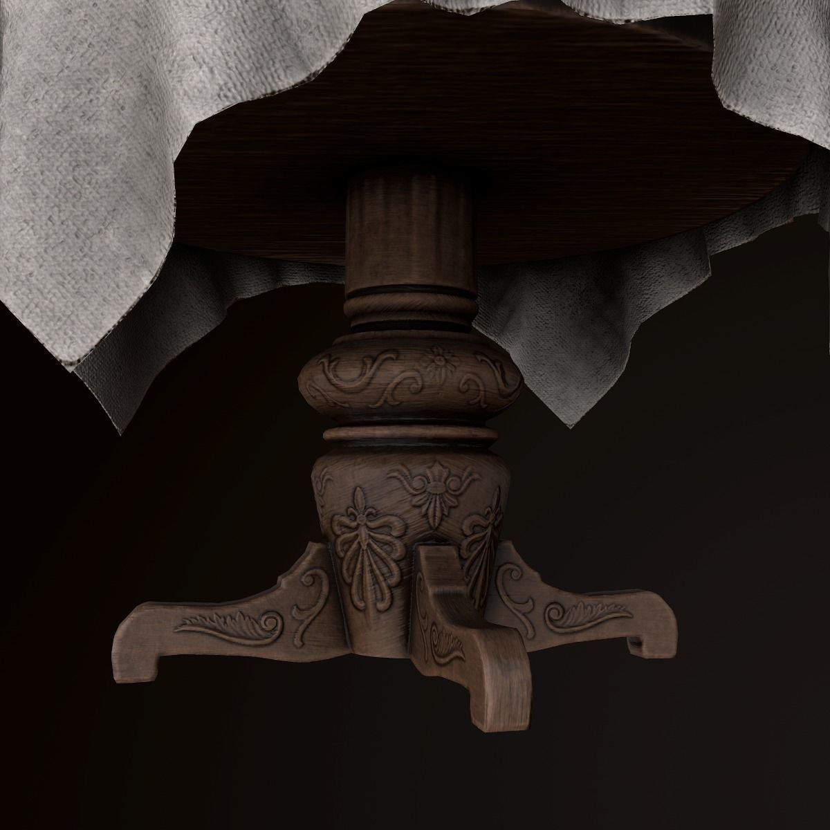 Cloth Covered Table - PBR Game Ready Low-poly 3D model_3