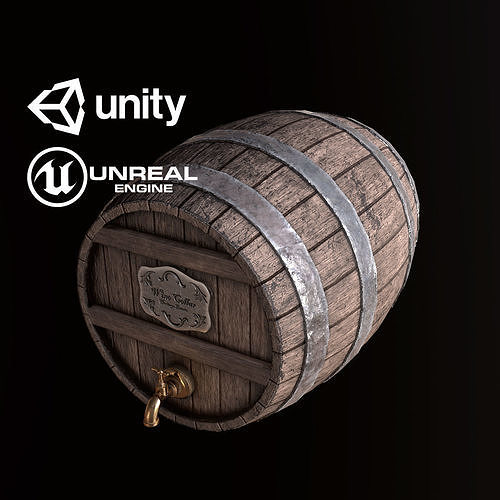 Wine Barrel Cask - PBR Game Ready Low-poly 3D model