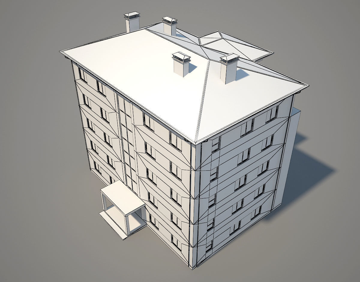 Residential Building 4 Low-poly 3D model_10