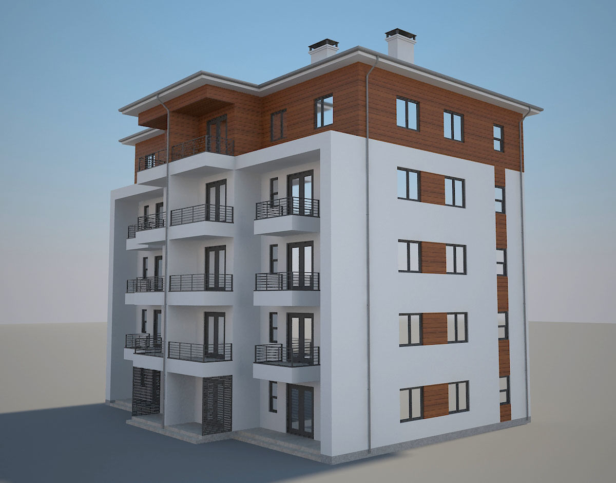 Residential Building 4 Low-poly 3D model_4