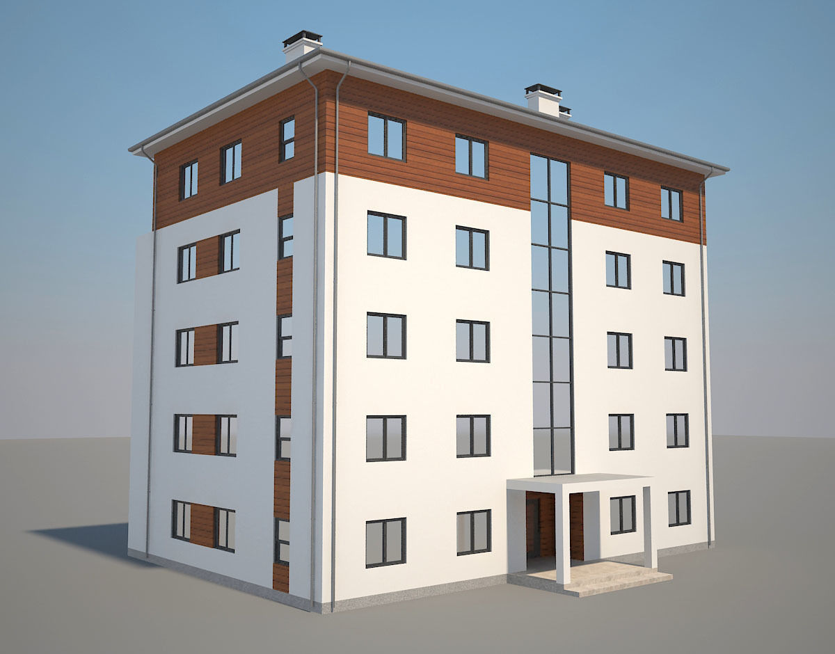 Residential Building 4 Low-poly 3D model_1