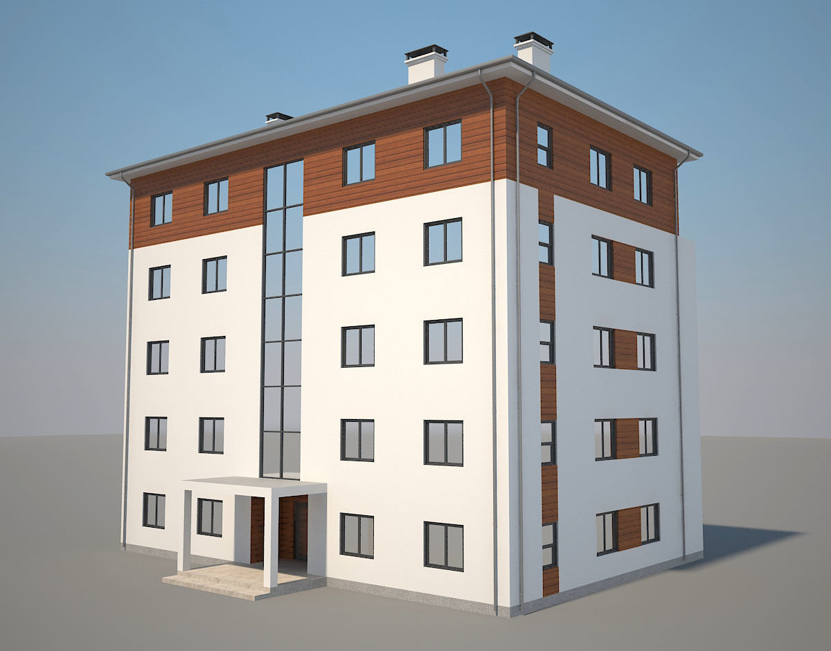 Residential Building 4 Low-poly 3D model_2