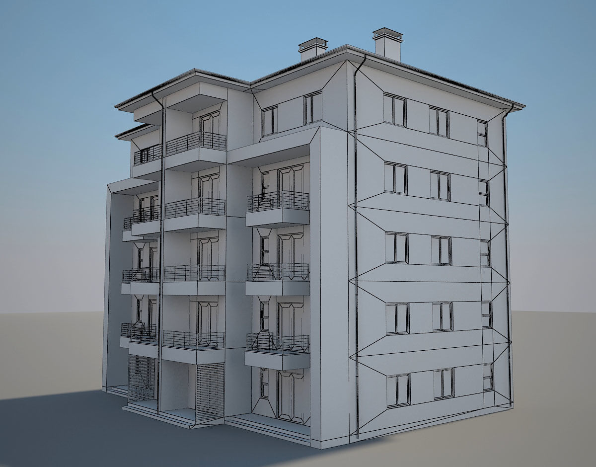 Residential Building 4 Low-poly 3D model_9