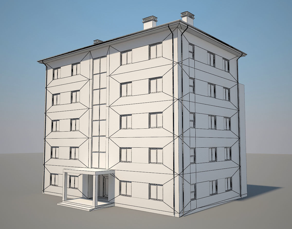 Residential Building 4 Low-poly 3D model_7