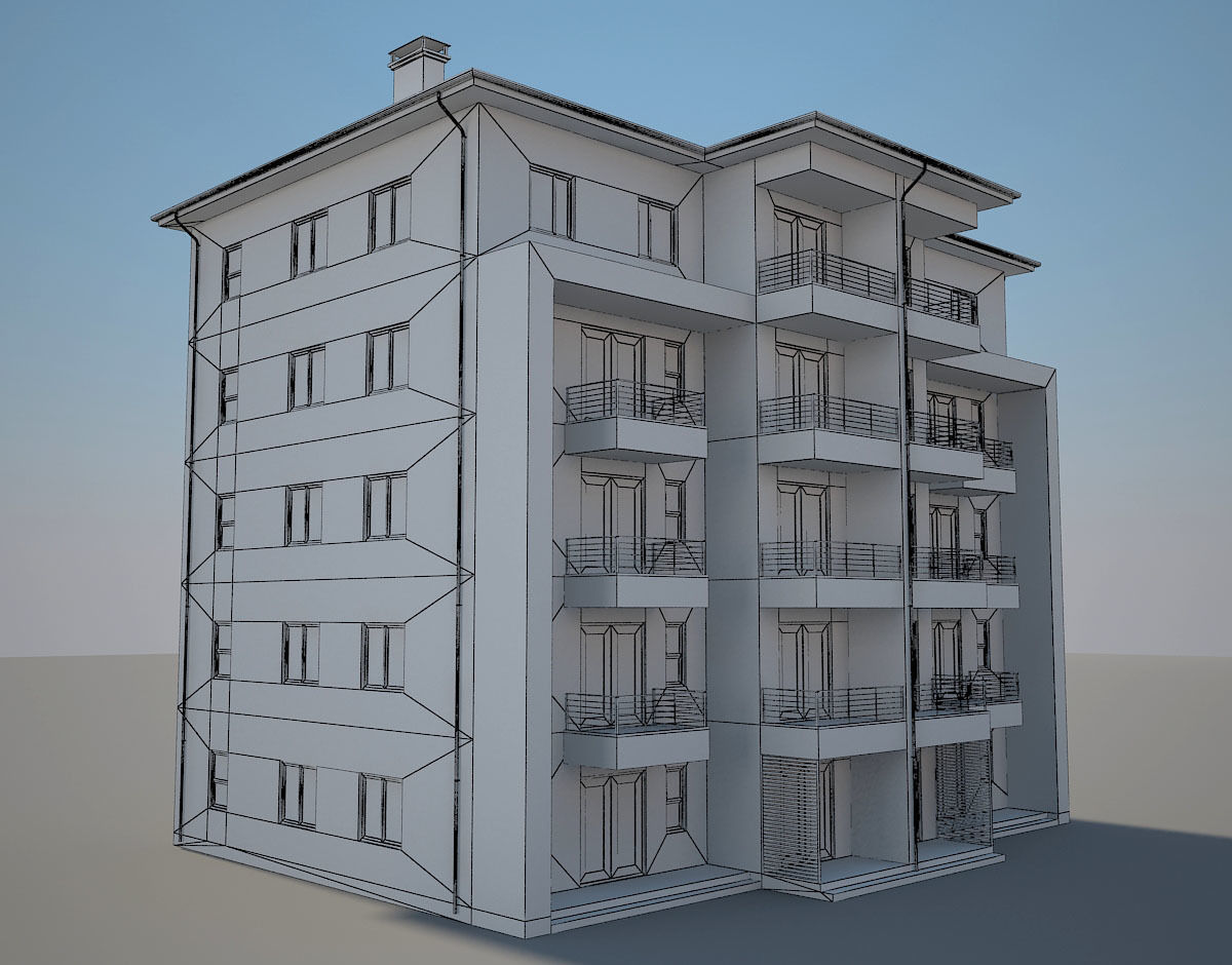 Residential Building 4 Low-poly 3D model_8