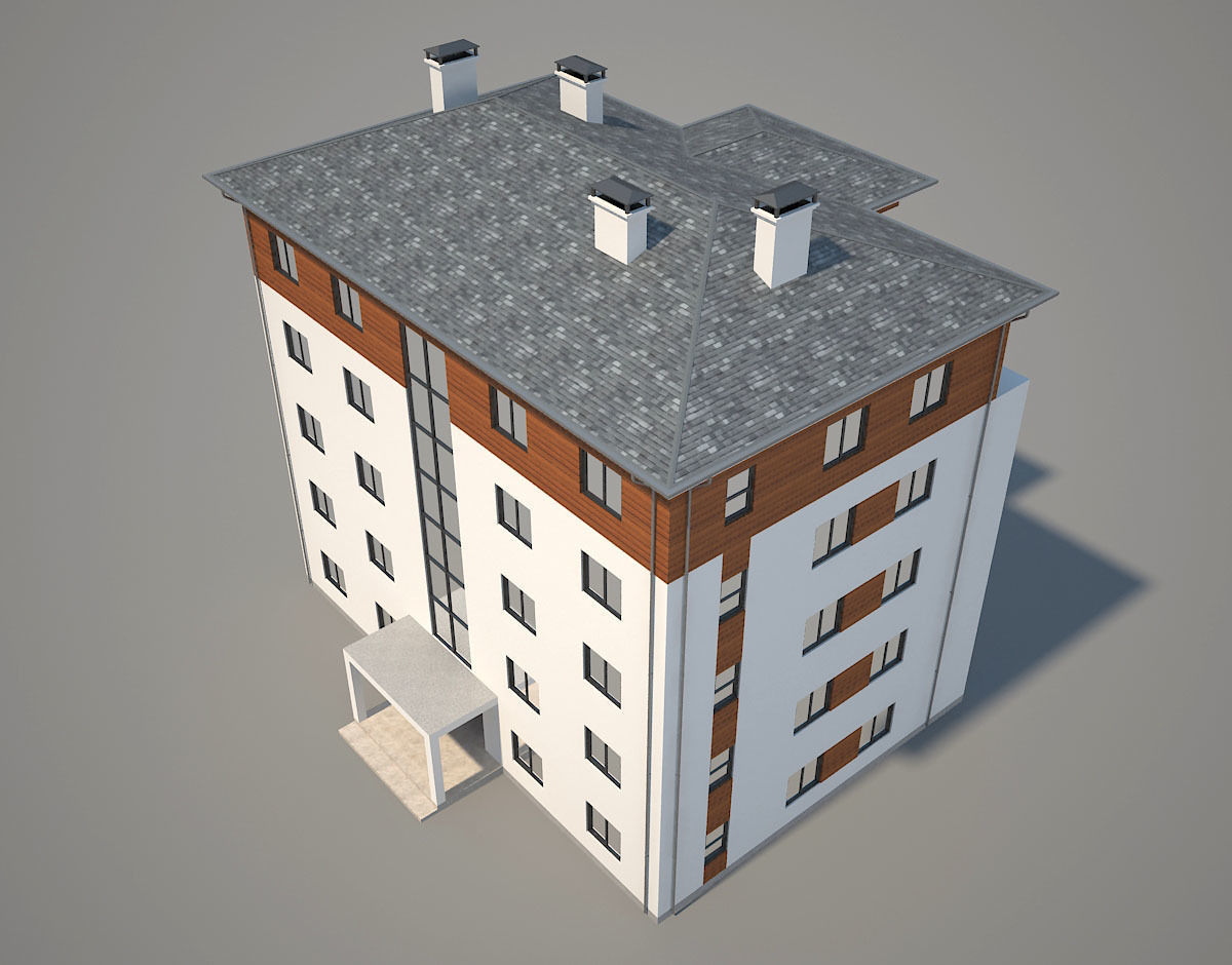 Residential Building 4 Low-poly 3D model_5