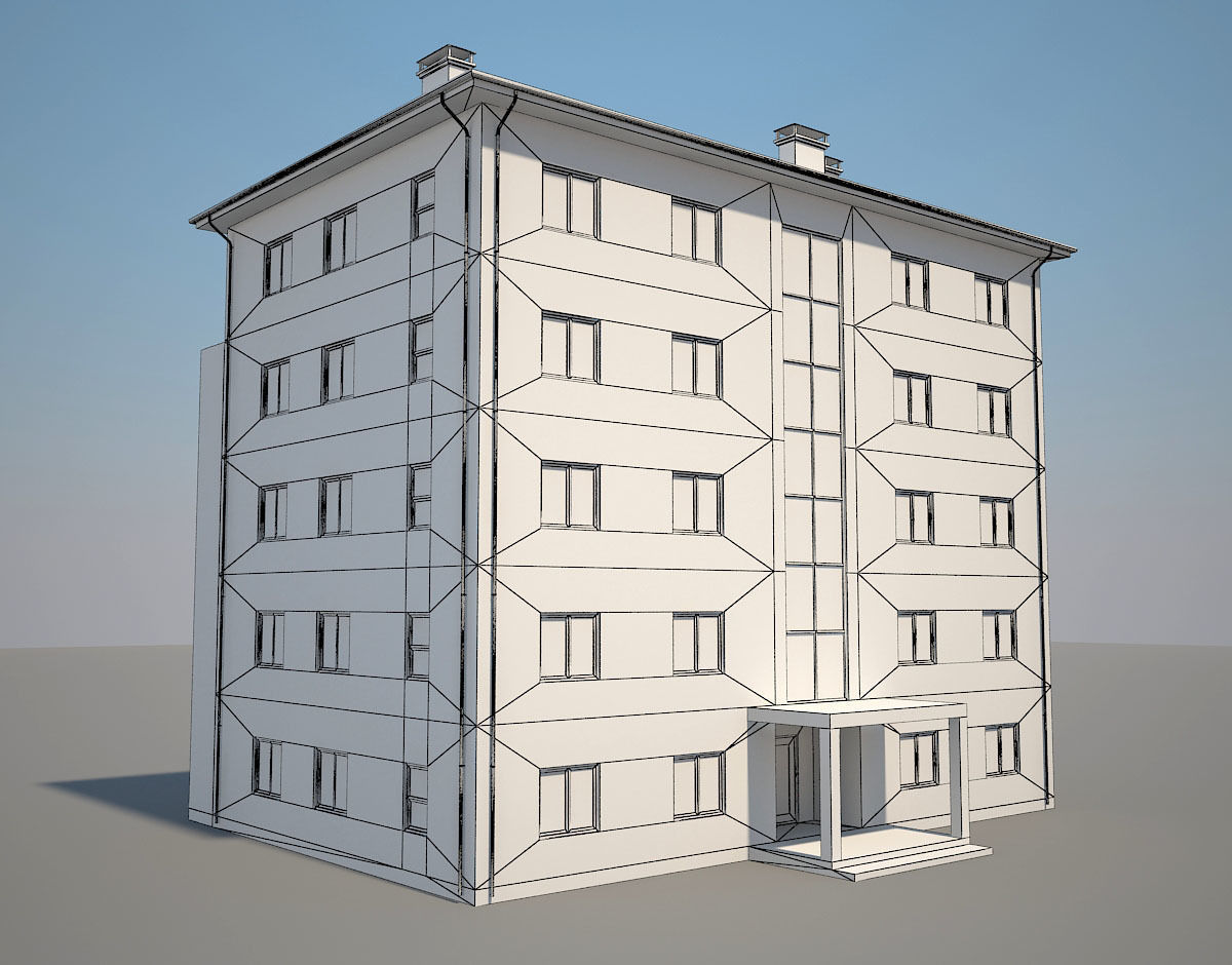 Residential Building 4 Low-poly 3D model_6