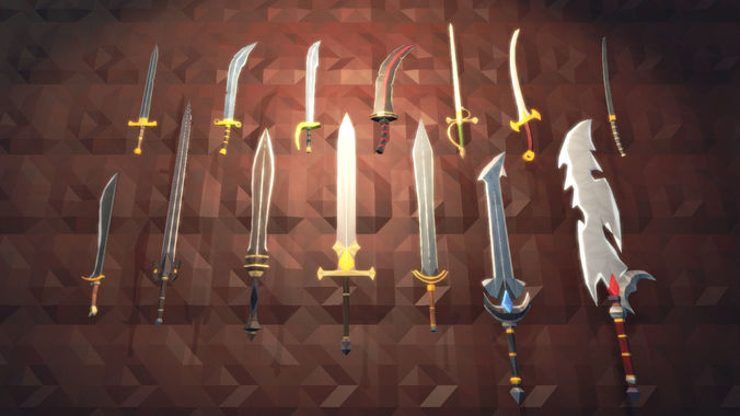 Low Poly Fantasy Weapons Full Packs Low-poly 3D model