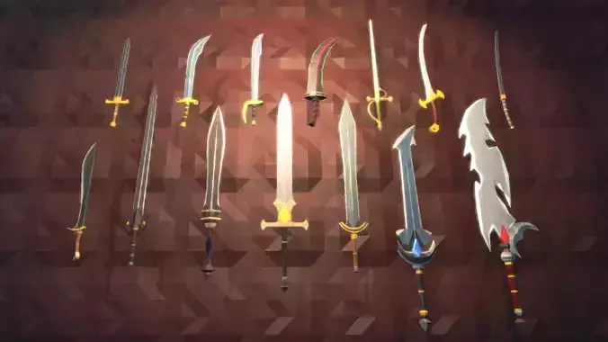 Low Poly Fantasy Weapons Full Packs Low-poly 3D model