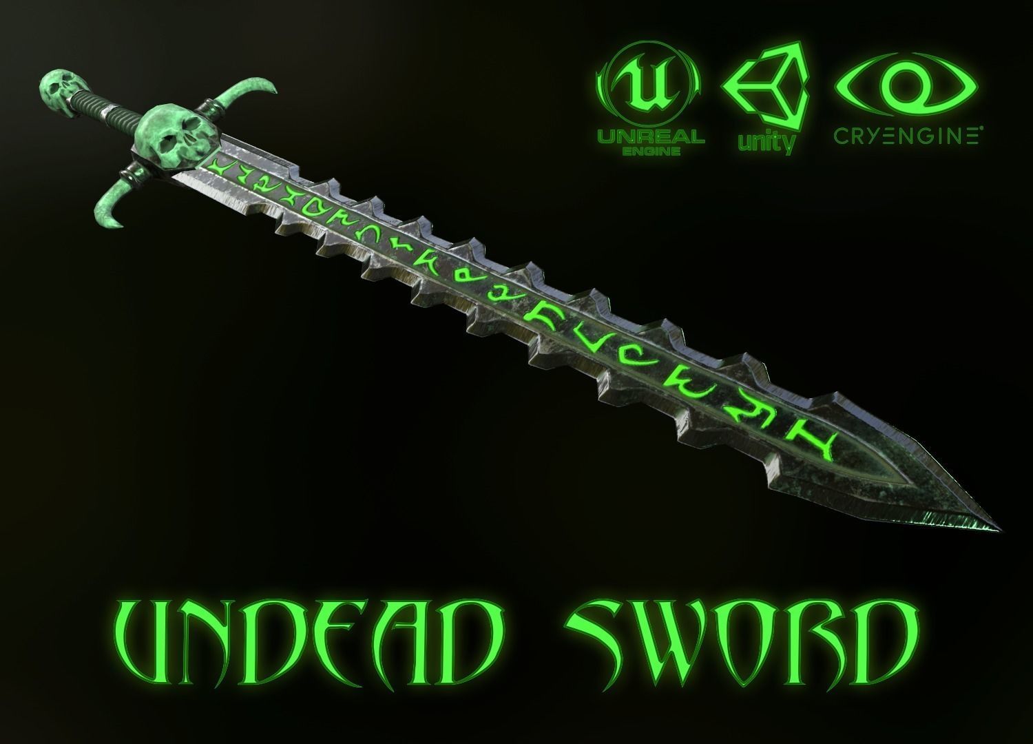 UNDEAD SWORD Low-poly 3D model_0