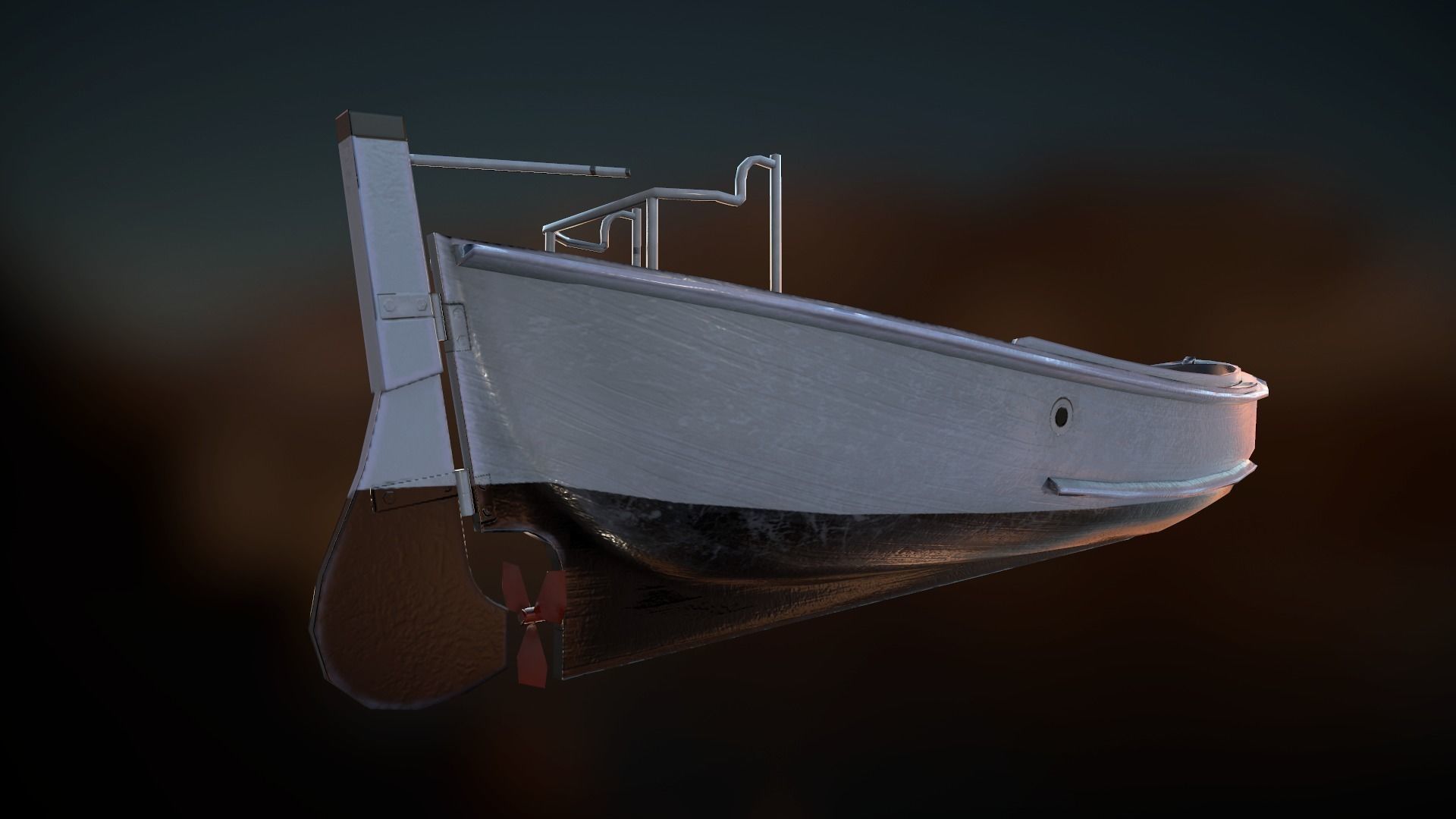 MOTORBOAT fishing boat Low-poly 3D model_6