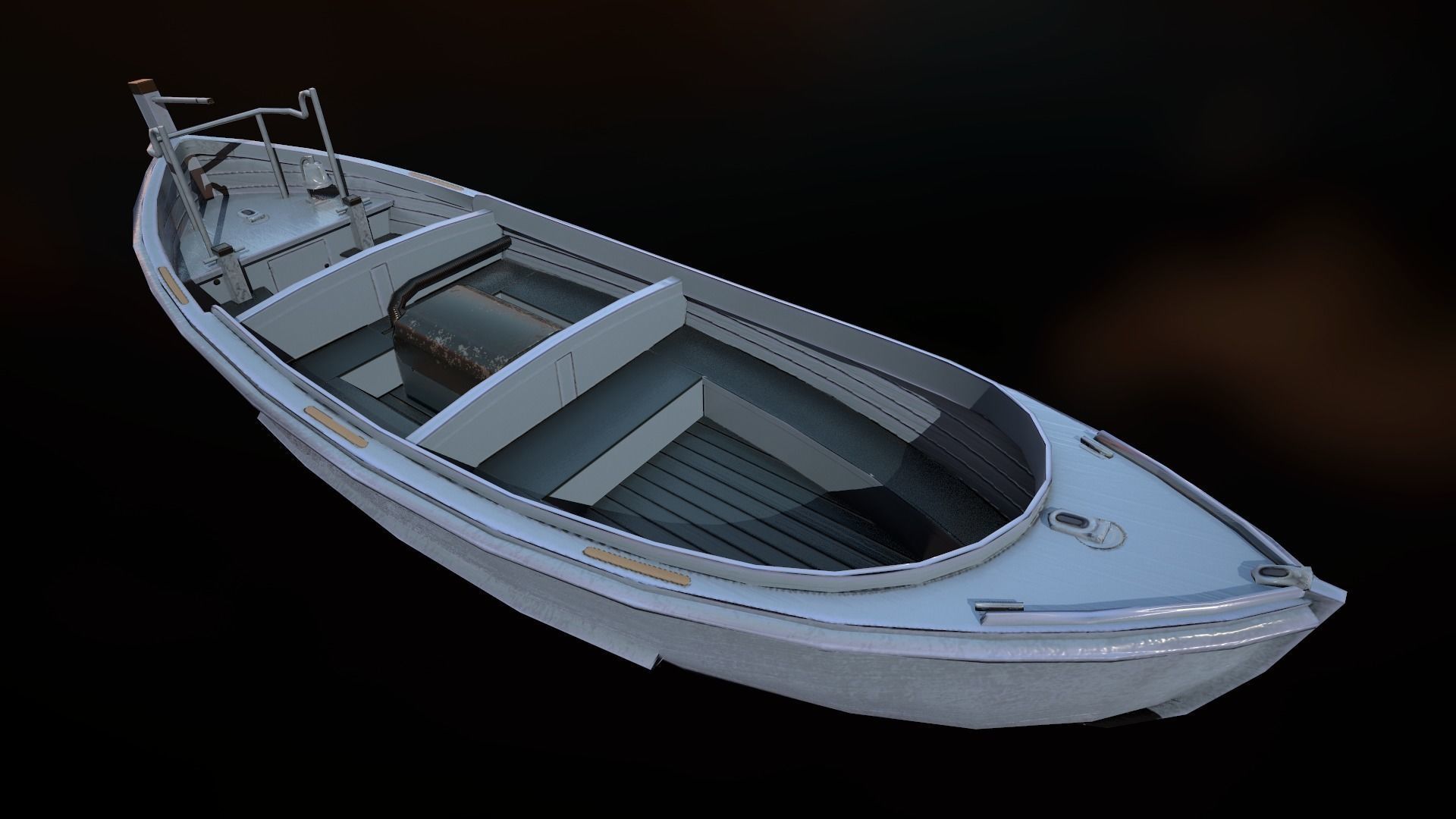 MOTORBOAT fishing boat Low-poly 3D model_4