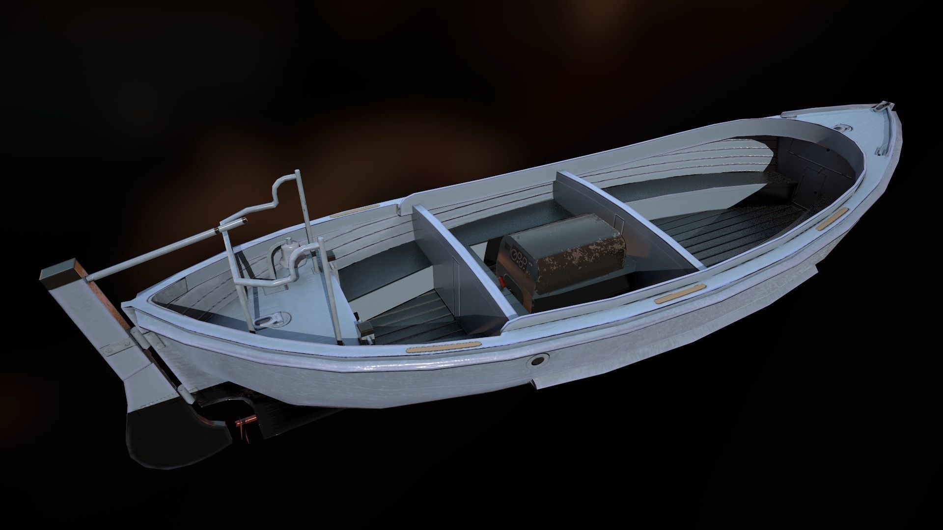 MOTORBOAT fishing boat Low-poly 3D model_7