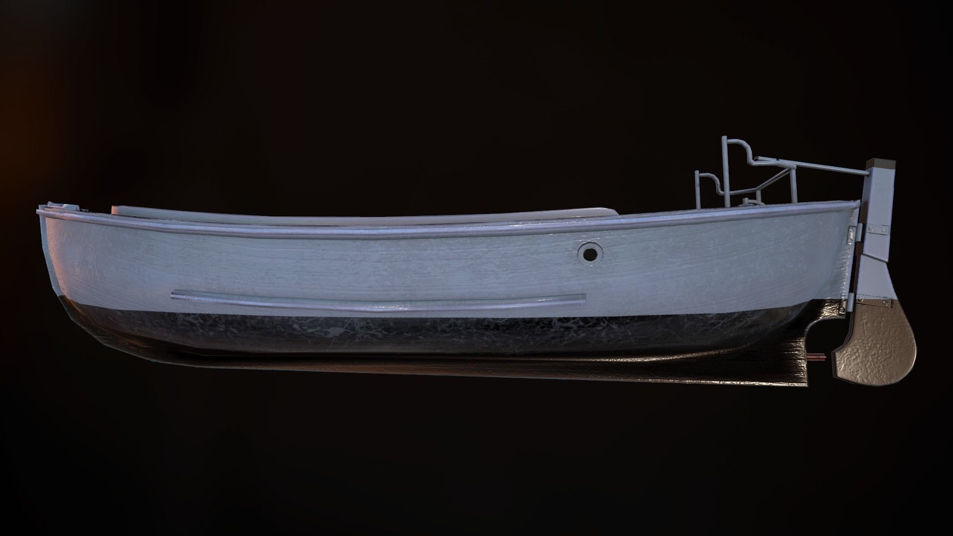 MOTORBOAT fishing boat Low-poly 3D model_2