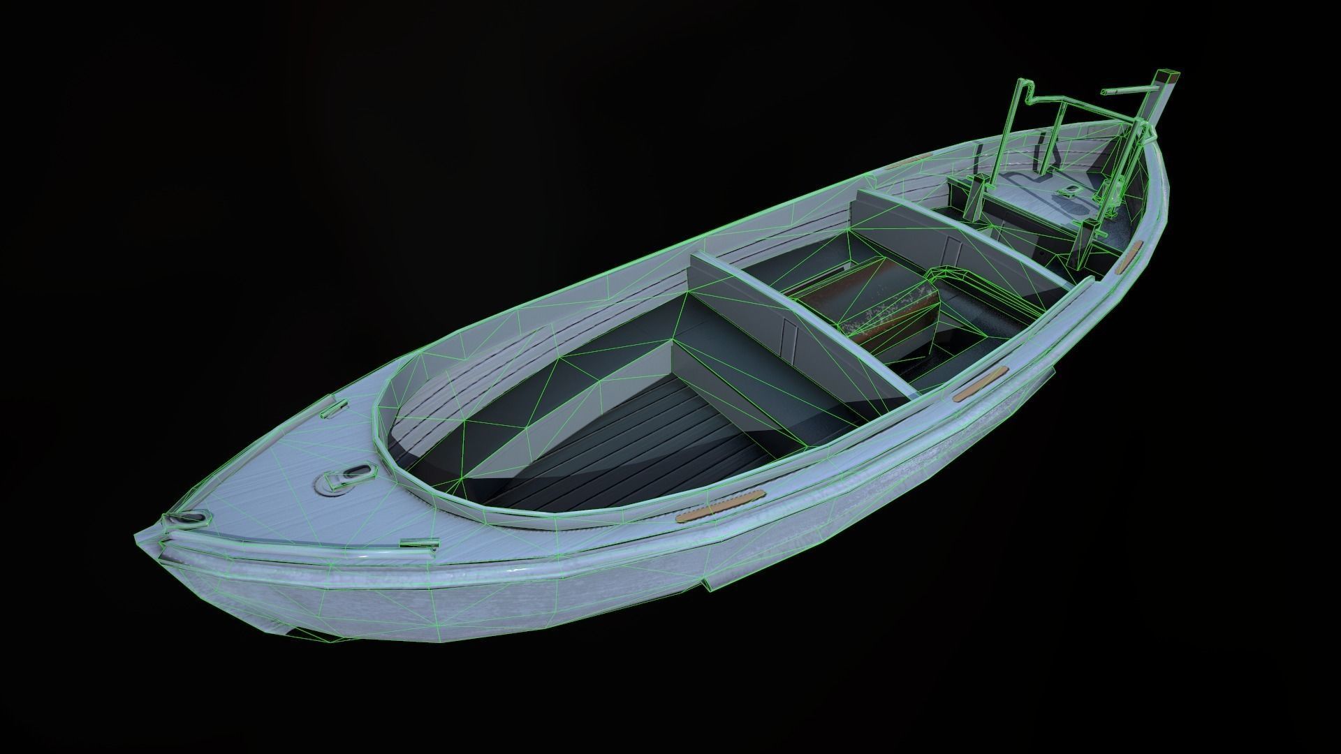 MOTORBOAT fishing boat Low-poly 3D model_9