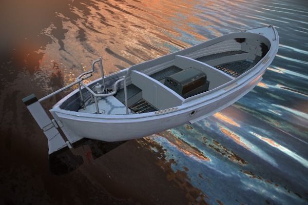 MOTORBOAT fishing boat Low-poly 3D model_1